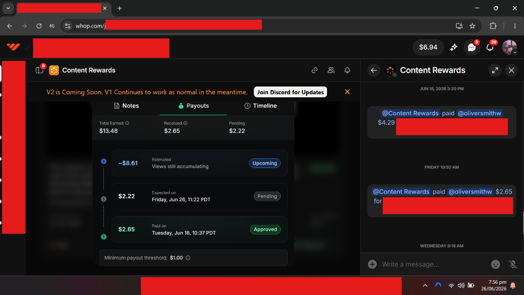 Whop payout