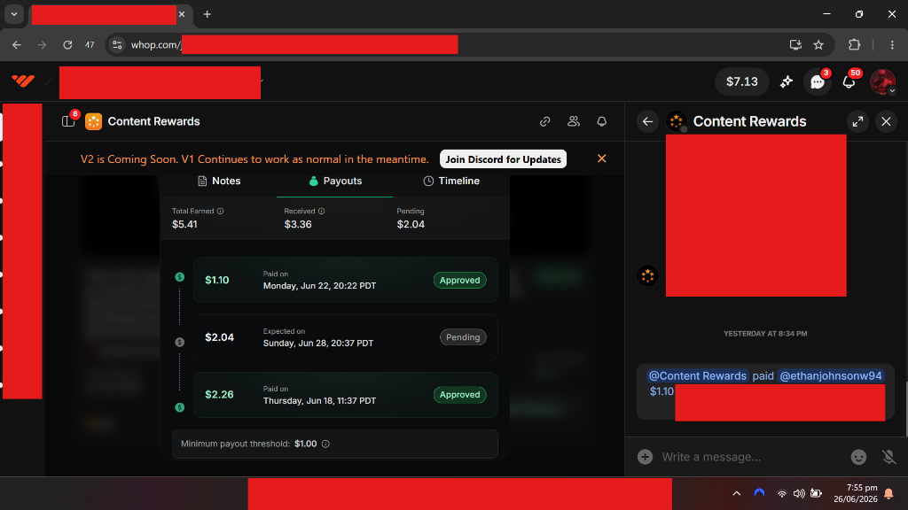 Whop payout