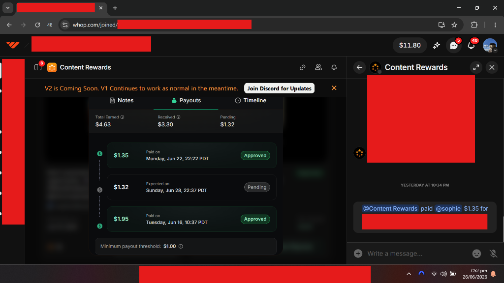 Whop payout