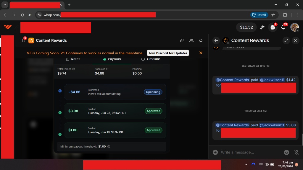 Whop payout